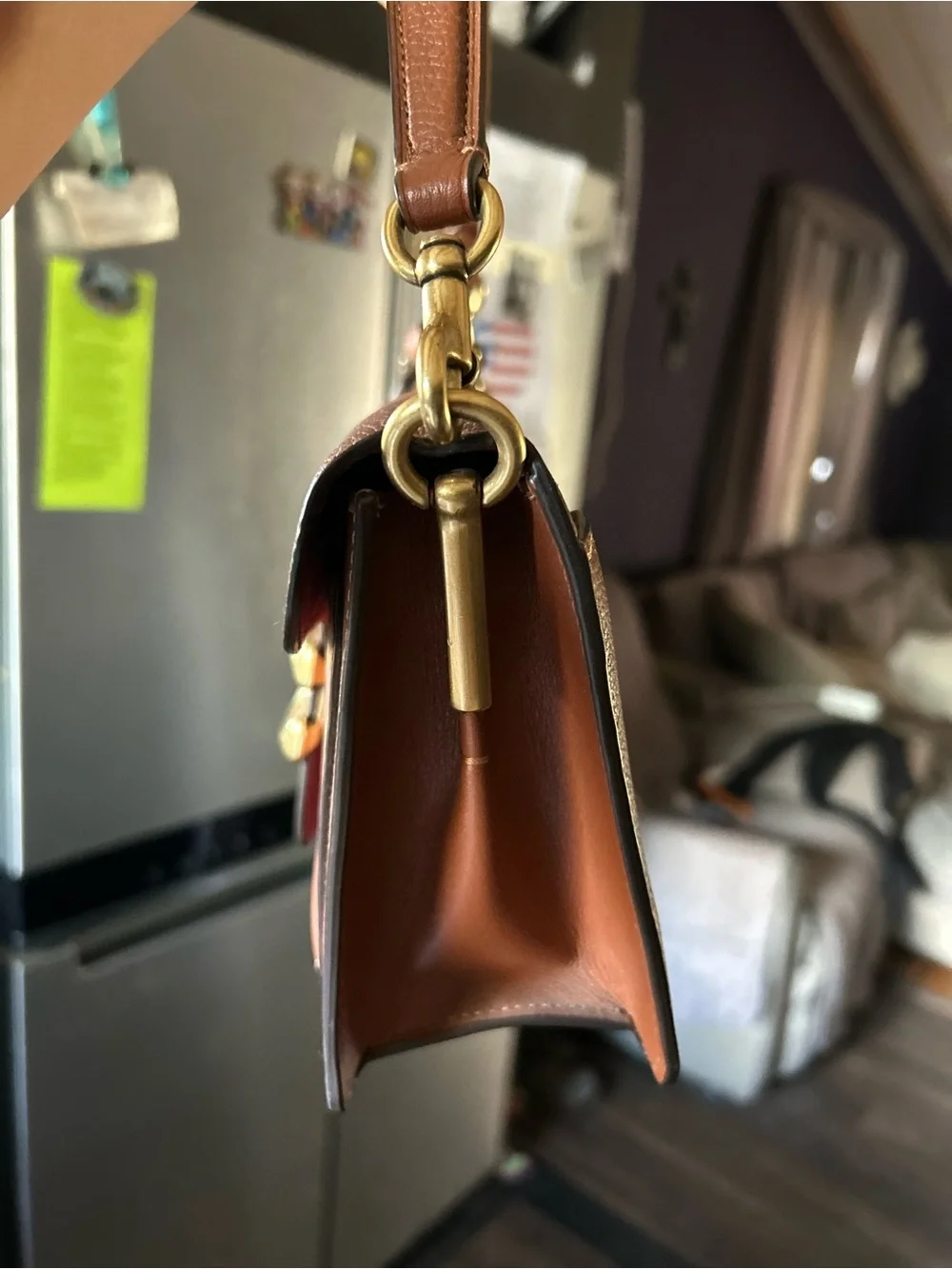 Coach Tabby Caramel Brown Leather Shoulder Bag with Gold 'C' Hardware